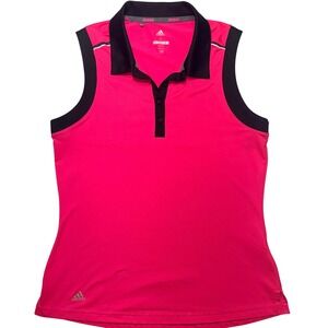 Adidas Golf Womens Sleeveless Polo Shirt Pink Black CW6666 Size Small